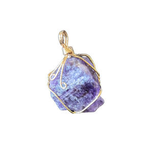 Amethyst Stone Wire Wrapped Pendant Purple